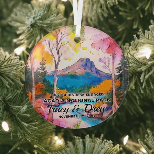 Christmas Acadia Nationalpark Maximalist Verlobt Ornament Aus Glas (InSitu)