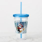Christmas Acrylic Tumbler Happy Penguin - Funny Acryltrinkbecher (Vorderseite)