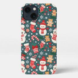 Christmas Aesthetic Pattern Snowman iPhone 13 Hülle