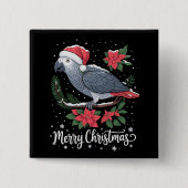 Christmas African Gray Parrot Button (Vorderseite)