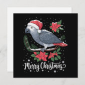 Christmas African Gray Parrot Feiertagskarte (Vorne/Hinten)
