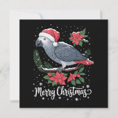 Christmas African Gray Parrot Feiertagskarte (Vorderseite)
