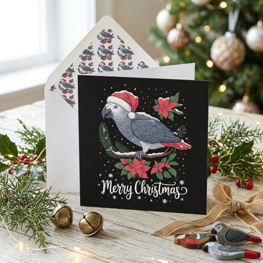 Christmas African Gray Parrot Feiertagskarte