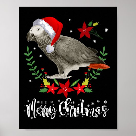 Christmas African Gray Parrot Poster (Vorne)