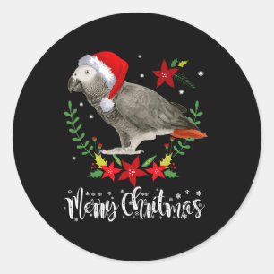 Christmas African Gray Parrot Runder Aufkleber