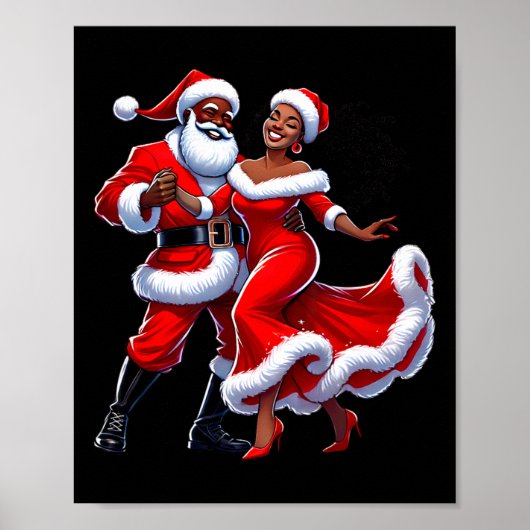 Christmas African Santa Mrs Claus Dancing African  Poster (Vorne)