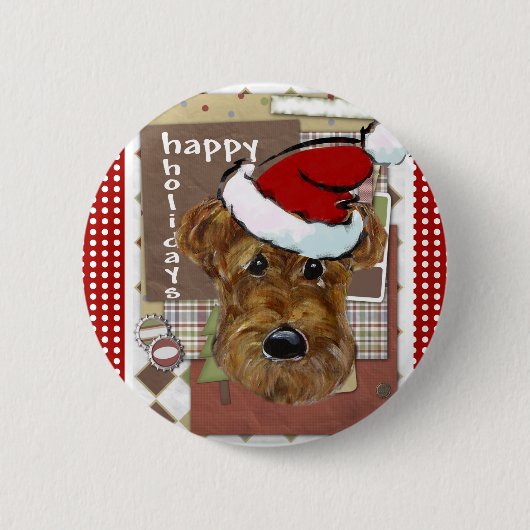 CHRISTMAS AIREDALE BUTTON (Vorderseite)