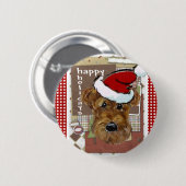 CHRISTMAS AIREDALE BUTTON (Vorne & Hinten)