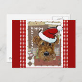 CHRISTMAS AIREDALE FEIERTAGSPOSTKARTE (Vorne/Hinten)