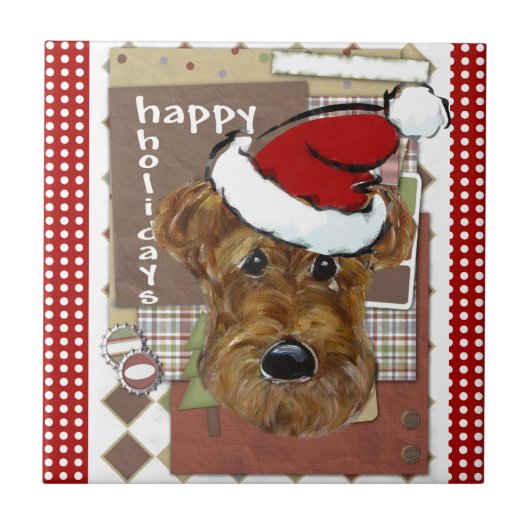 CHRISTMAS AIREDALE FLIESE (Vorderseite)