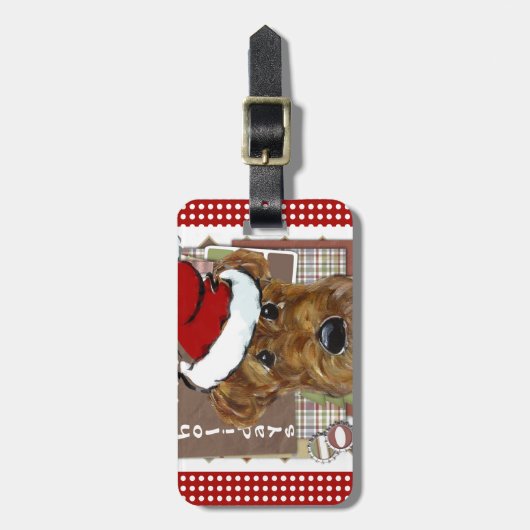 CHRISTMAS AIREDALE GEPÄCKANHÄNGER (Vorderseite vertikal)