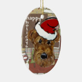 CHRISTMAS AIREDALE KERAMIK ORNAMENT (Rechts)