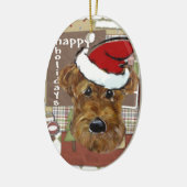 CHRISTMAS AIREDALE KERAMIK ORNAMENT (Links)