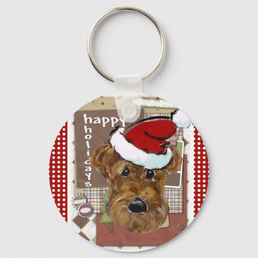 CHRISTMAS AIREDALE SCHLÜSSELANHÄNGER (Vorderseite)