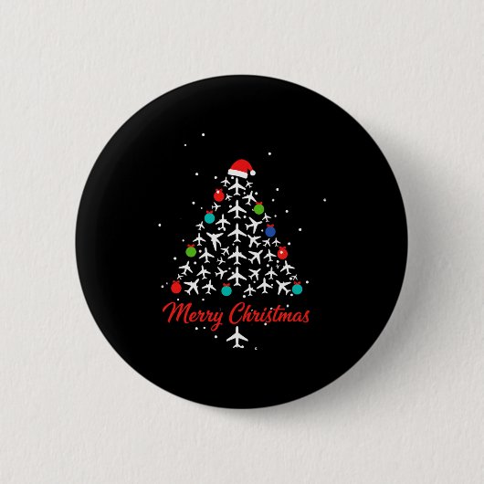 Christmas Airplane Tree Merry Christmas Lot Travel Button (Vorderseite)