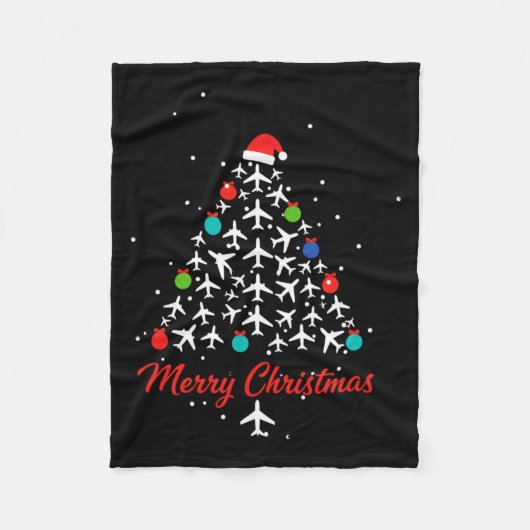Christmas Airplane Tree Merry Christmas Lot Travel Fleecedecke (Vorderseite)