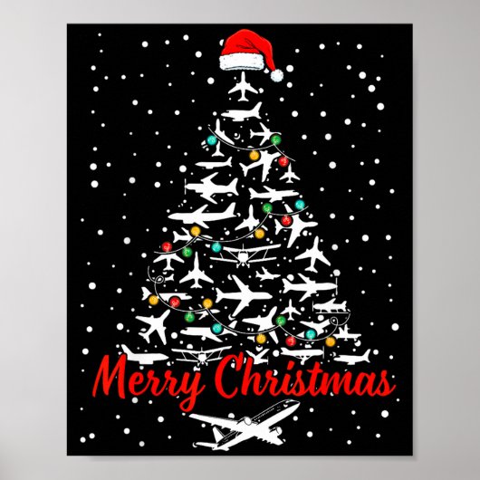 Christmas Airplanes Tree Lots Merry Christmas Men  Poster (Vorne)