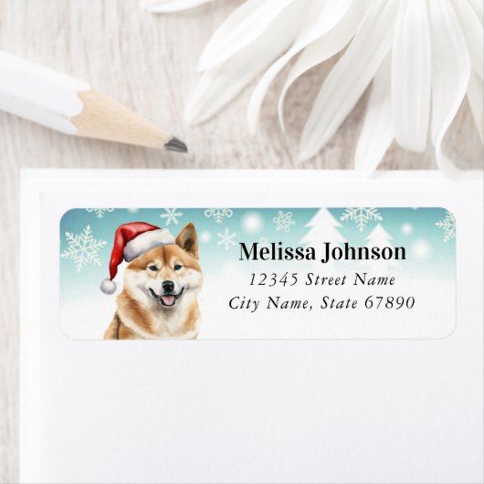 Christmas Akita Dog Rücksendeadressen-Aufkleber (Insitu)