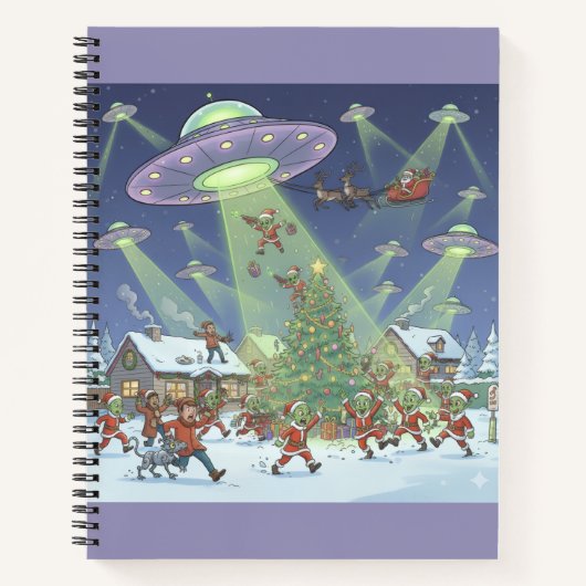 Christmas Alien Invasion, Spiral Notebook Notizblock (Vorderseite)