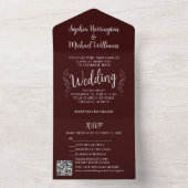 Christmas All in One Wedding Invite Holiday Maroon Einladung (Innen)