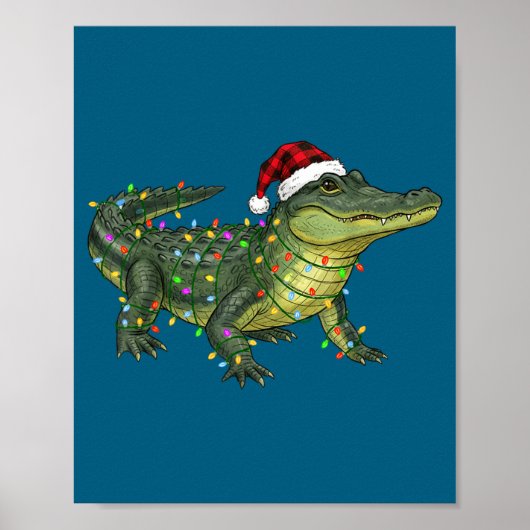 Christmas Alligator Holiday Reptile Funny Festive  Poster (Vorne)