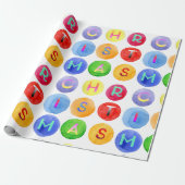 Christmas alphabet watercolor pattern gift wrap geschenkpapier (Ungerollt)