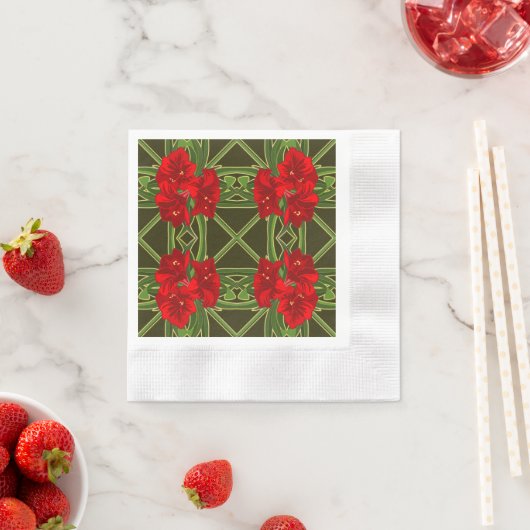 Christmas Amaryllis Cocktail Napkins Serviette (Beispiel)