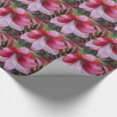 Christmas Amaryllis Red Holiday Floral Geschenkpapier (Ecke)