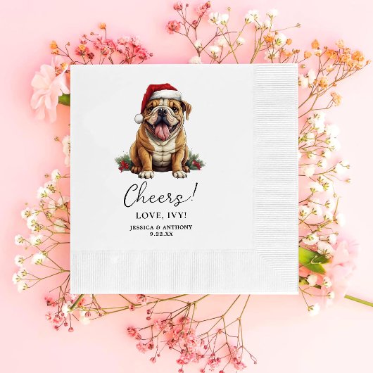 Christmas American Bulldog Personalisiert Cheers Serviette
