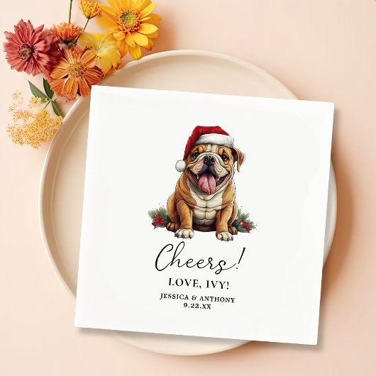 Christmas American Bulldog Personalisiert Cheers Serviette