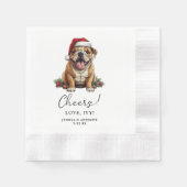 Christmas American Bulldog Personalisiert Cheers Serviette (Vorderseite)