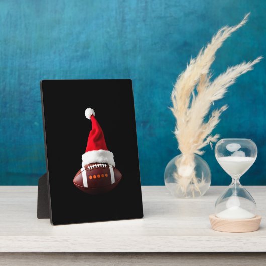 Christmas American Football Ball Santa Hat (1) Fotoplatte (Seite)