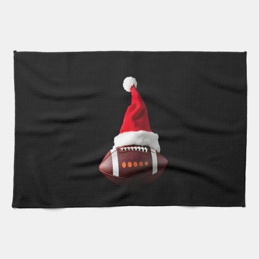 Christmas American Football Ball Santa Hat (1) Geschirrtuch (Horizontal)