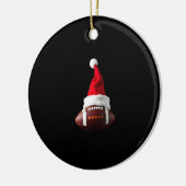 Christmas American Football Ball Santa Hat (1) Keramik Ornament (Links)