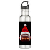 Christmas American Football Ball Santa Hat (2) Edelstahlflasche (Vorderseite)