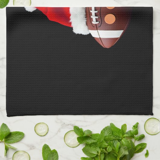 Christmas American Football Ball Santa Hat (2) Geschirrtuch (Gefaltet)