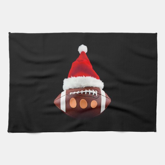 Christmas American Football Ball Santa Hat (2) Geschirrtuch (Horizontal)