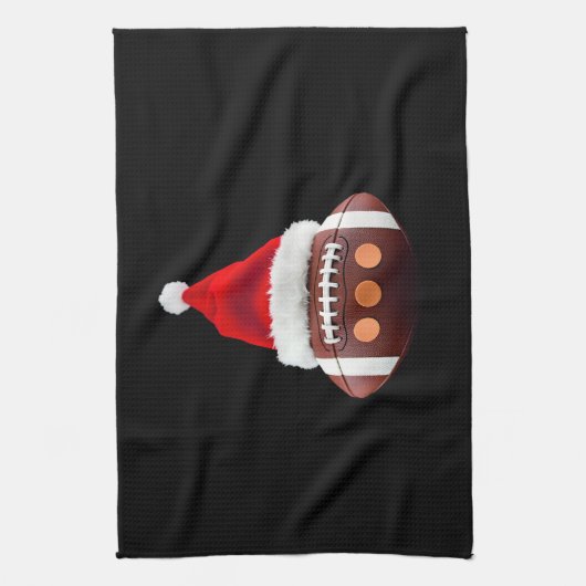 Christmas American Football Ball Santa Hat (2) Geschirrtuch (Vertikal)