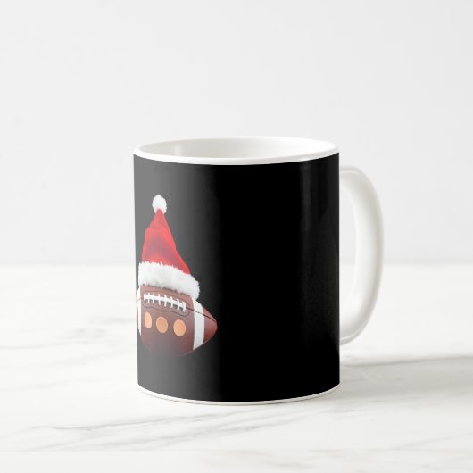 Christmas American Football Ball Santa Hat (2) Kaffeetasse (VorderseiteRechts)