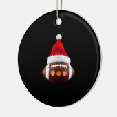 Christmas American Football Ball Santa Hat (2) Keramik Ornament (Links)