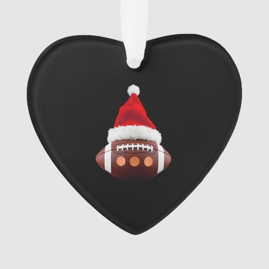 Christmas American Football Ball Santa Hat (2) Ornament (Vorderseite)