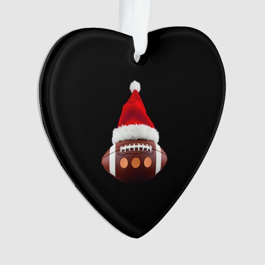 Christmas American Football Ball Santa Hat (2) Ornament (Vorderseite)
