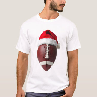 Christmas American Football Ball Santa Hat T-Shirt