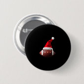 Christmas American Football Ball Weihnachtsmannmüt Button (Vorne & Hinten)