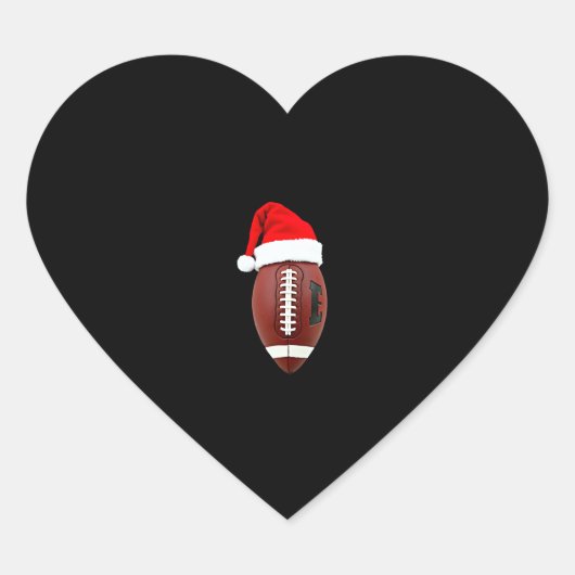 Christmas American Football Ball Weihnachtsmannmüt Herz-Aufkleber (Vorderseite)
