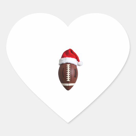 Christmas American Football Ball Weihnachtsmannmüt Herz-Aufkleber (Vorderseite)