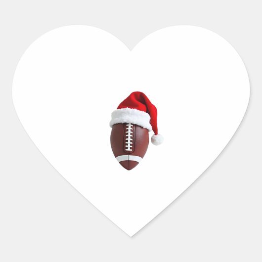 Christmas American Football Ball Weihnachtsmannmüt Herz-Aufkleber (Vorderseite)