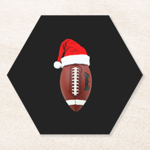 Christmas American Football Ball Weihnachtsmannmüt Untersetzer