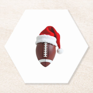 Christmas American Football Ball Weihnachtsmannmüt Untersetzer
