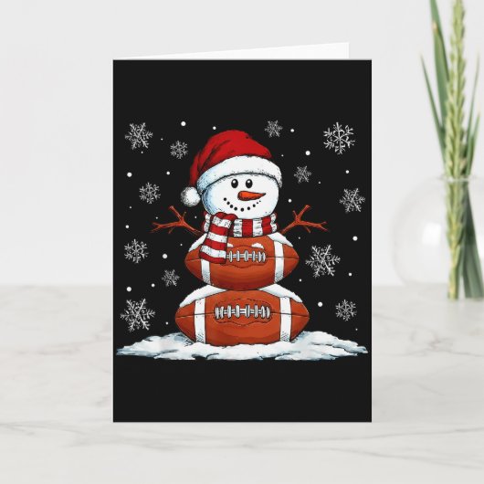 Christmas American Football Game Day Santa Snowman Karte (Vorderseite)